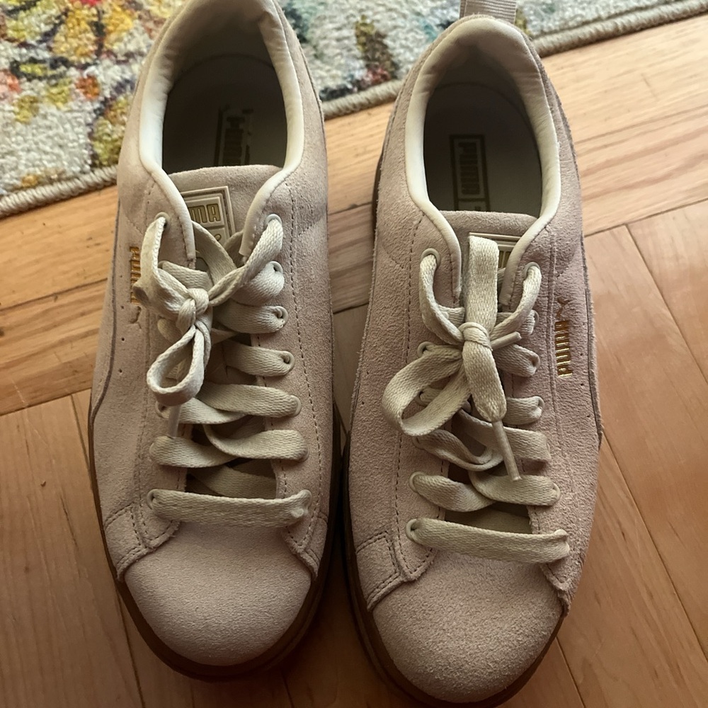 Puma Women's Beige Suede Sneakers